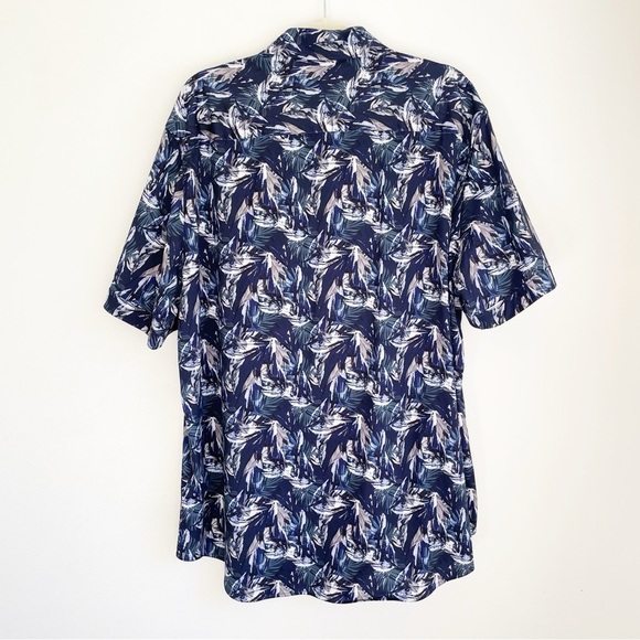 Bugatchi Uomo Hawaiian Floral Short Sleeve Shirt button up cobalt blue size XXL - Picture 2 of 9